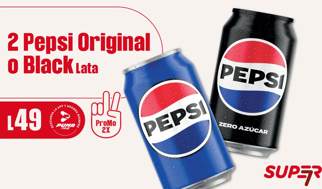 Promoción Super 7 - 2x Pepsi Lata Original o Black