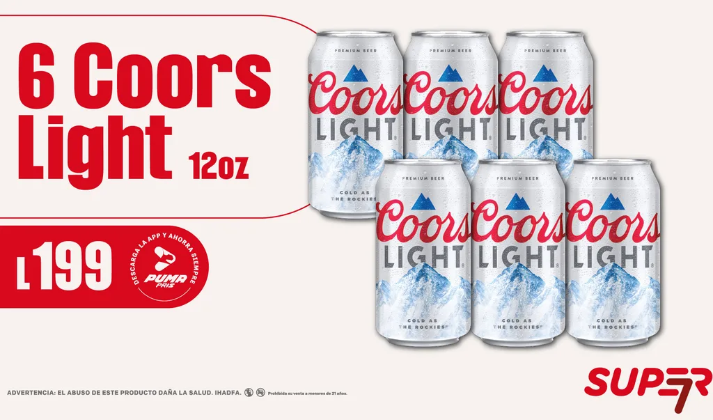 Promoción Super 7 - 6x Coors Light 12oz
