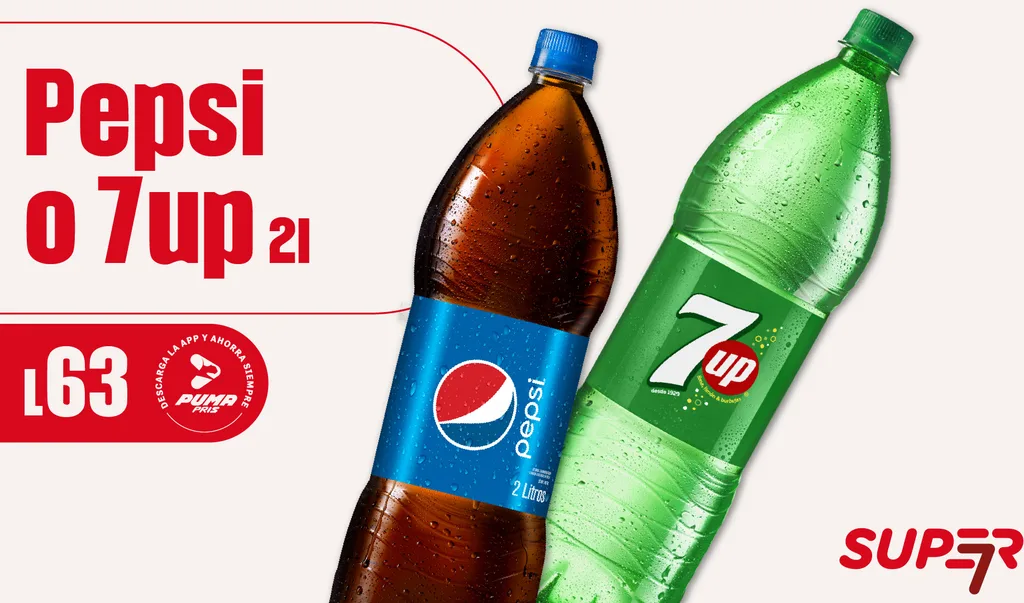 Promoción Super 7 - Pepsi o 7up 2L